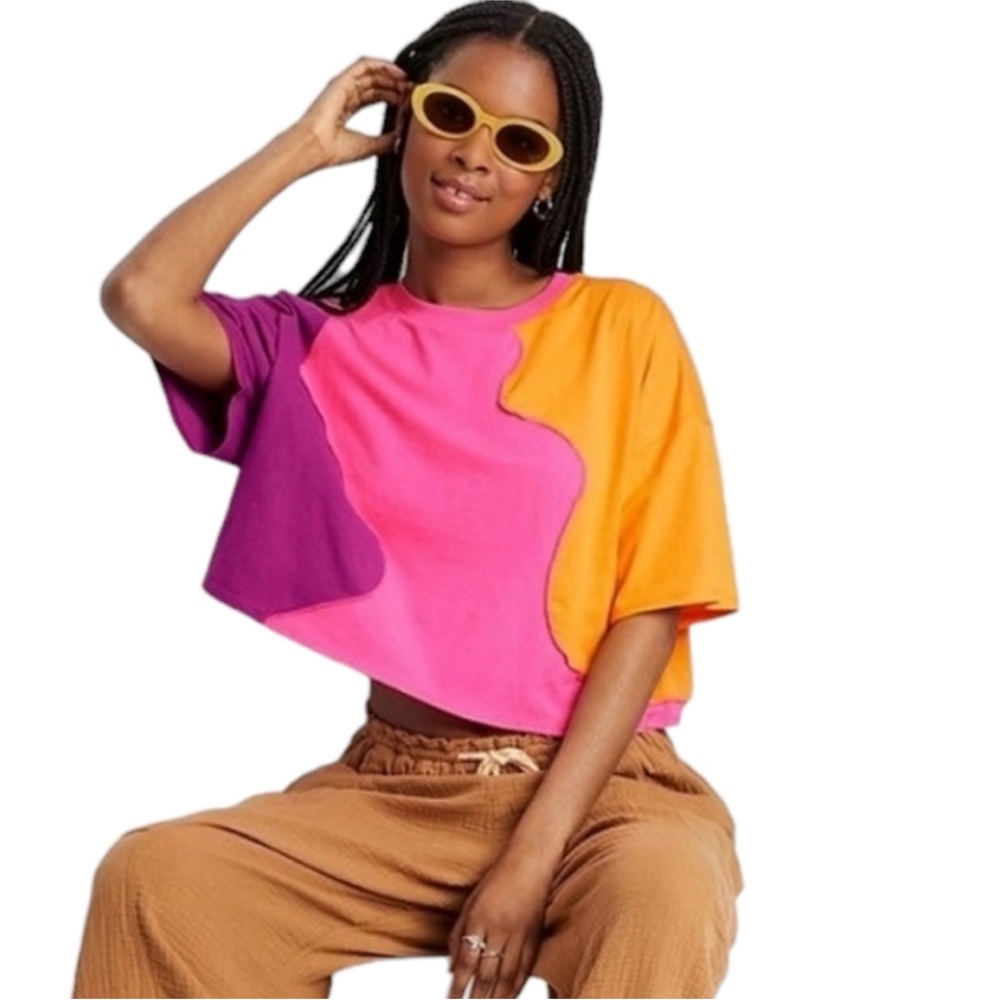 Wild Fable Colorblock Crop Top Size Large